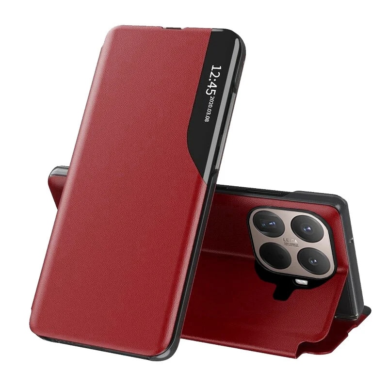 Husa pentru Xiaomi 15T Pro, SKYDDAR INNOVATION, eFold, tip carte, set cu sticker, Rosu