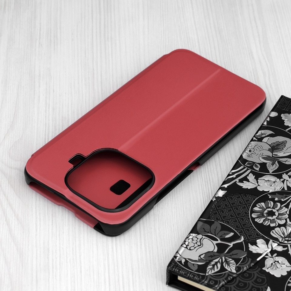 Husa pentru Xiaomi 15T Pro, SKYDDAR INNOVATION, eFold, tip carte, set cu sticker, Rosu