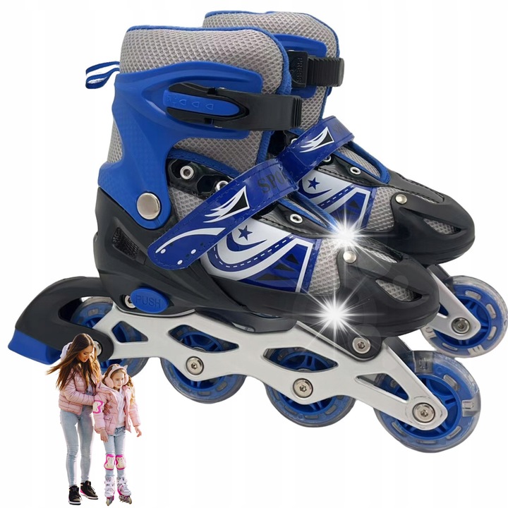 Role reglabile pentru copii si adulti, multicolor, marimea M (35-38), cu roti LED