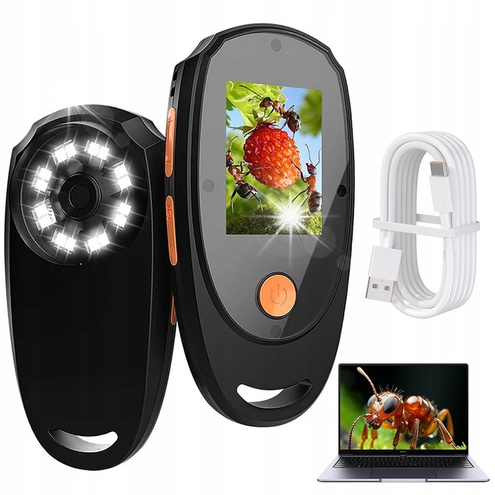 Microscop digital portabil, 500x, ecran IPS HD, negru, 11x4x2cm