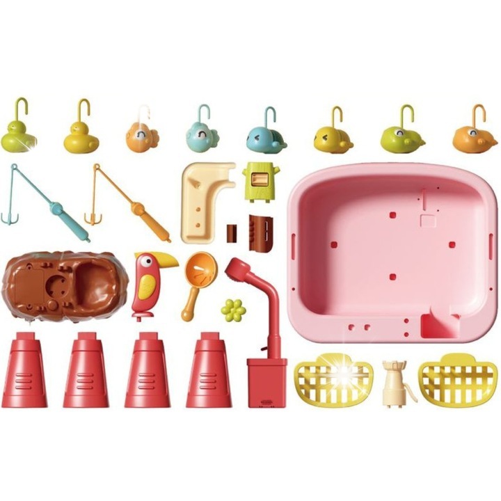 Set joc interactiv, masa cu chiuveta, pescuit cu pesti, accesorii incluse