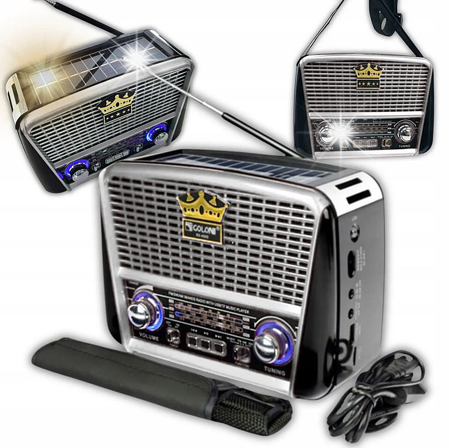 Radio retro portabil cu Bluetooth, USB, SD, rosu, 21x15,5x9cm, set