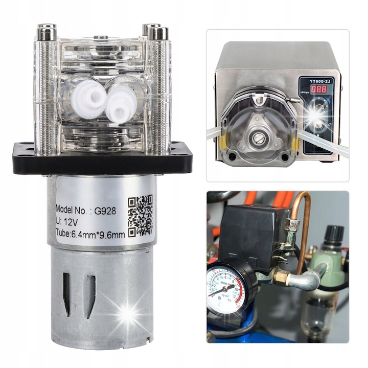 Pompa peristaltica G928, 500ml/min, 12V/24V, 6,4mm x 9,6mm, inox