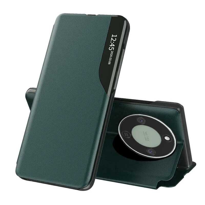 Husa pentru Honor Magic8 Lite, SKYDDAR INNOVATION, eFold, tip carte, set cu sticker, Verde