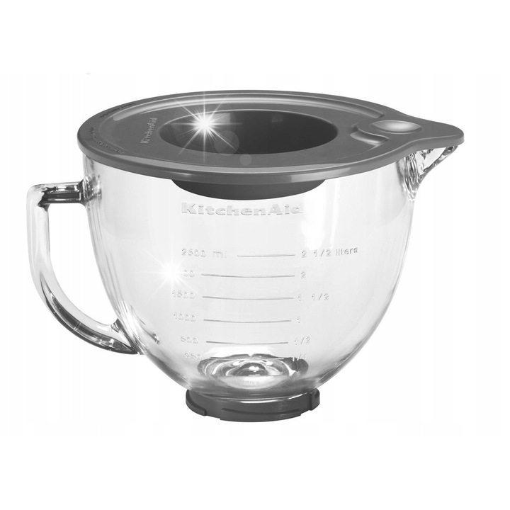 Bol din sticla cu capac KitchenAid 4,7L, 2,2 kg