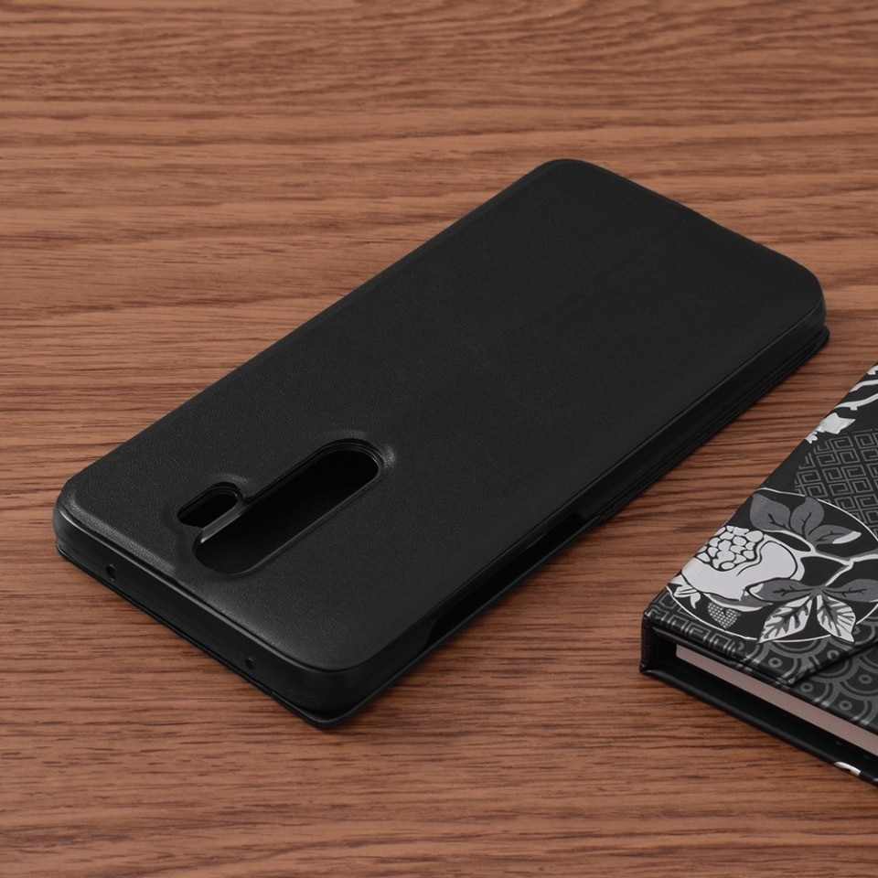 Husa pentru Xiaomi Redmi Note 8 Pro, SKYDDAR INNOVATION, eFold, tip carte, set cu sticker, Negru