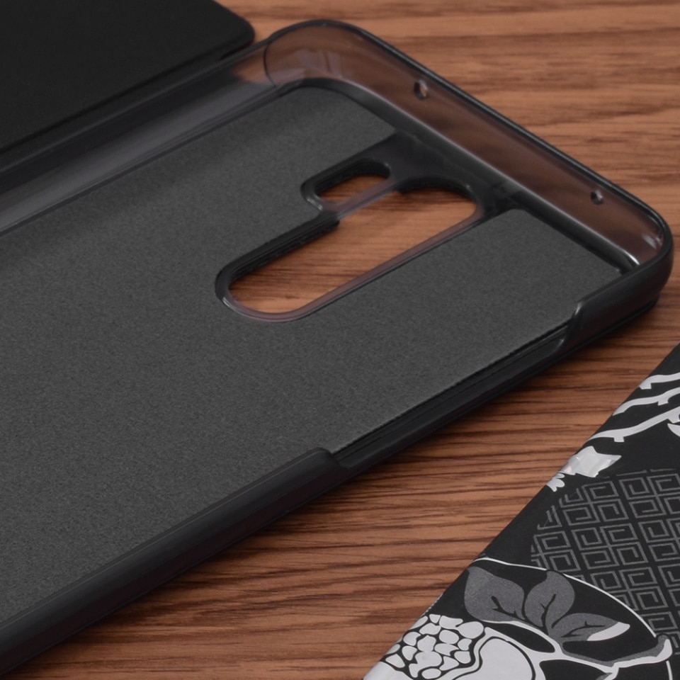 Husa pentru Xiaomi Redmi Note 8 Pro, SKYDDAR INNOVATION, eFold, tip carte, set cu sticker, Negru