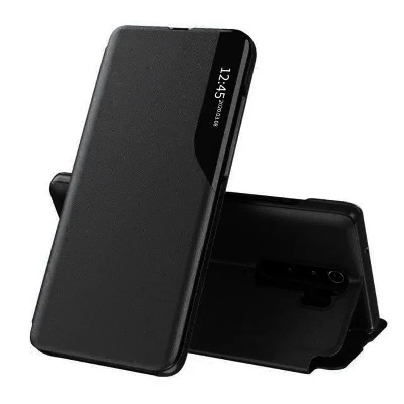 Husa pentru Xiaomi Redmi Note 8 Pro, SKYDDAR INNOVATION, eFold, tip carte, set cu sticker, Negru