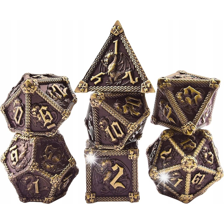 Set 7 Carti Metalice Dungeons and Dragons, Design cu Dragon, Cutie Metalica
