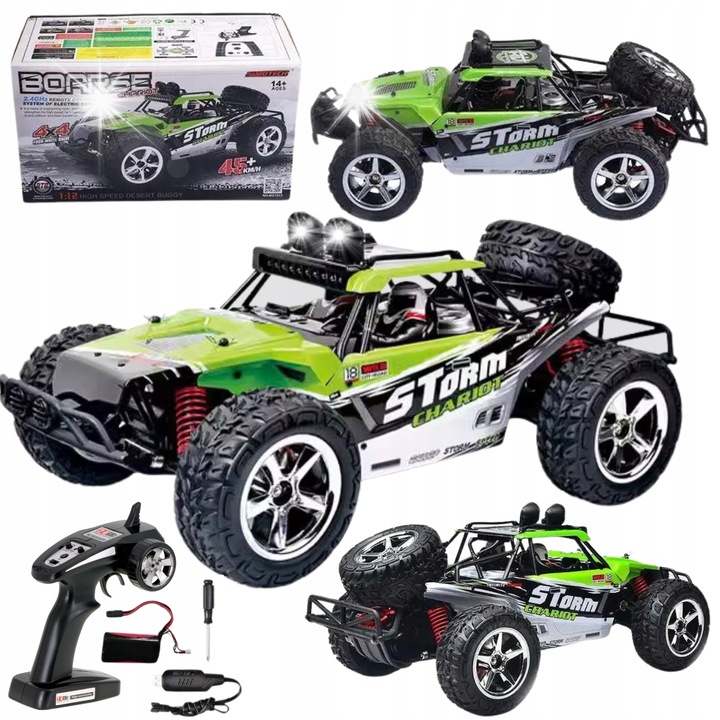 Masinarca cu telecomanda, 4x4, lumini LED, 41x22x16,5cm, set complet