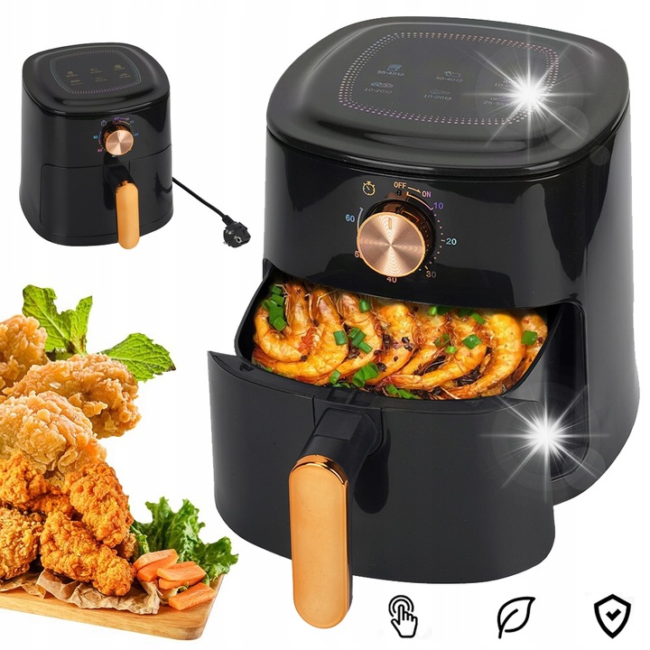 Olajmentes fritőz, 5,5 L, 700 W, fekete, forrólevegős