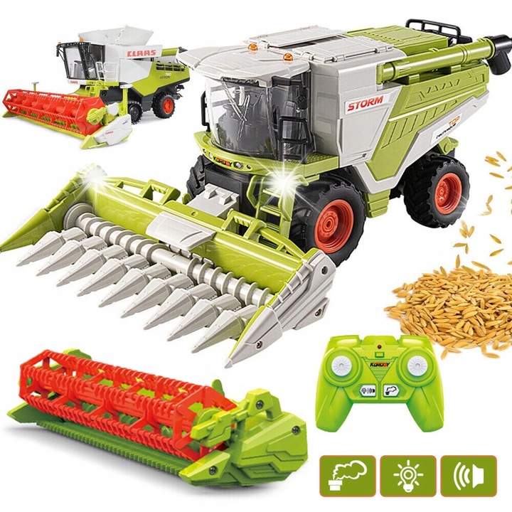 Tractor RC pentru copii, cu iluminare si pulverizator, set complet, multicolor