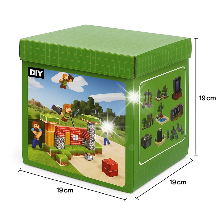 Set de constructie, 144 blocuri magnetice, 10 figurine, multicolor, 2x2cm