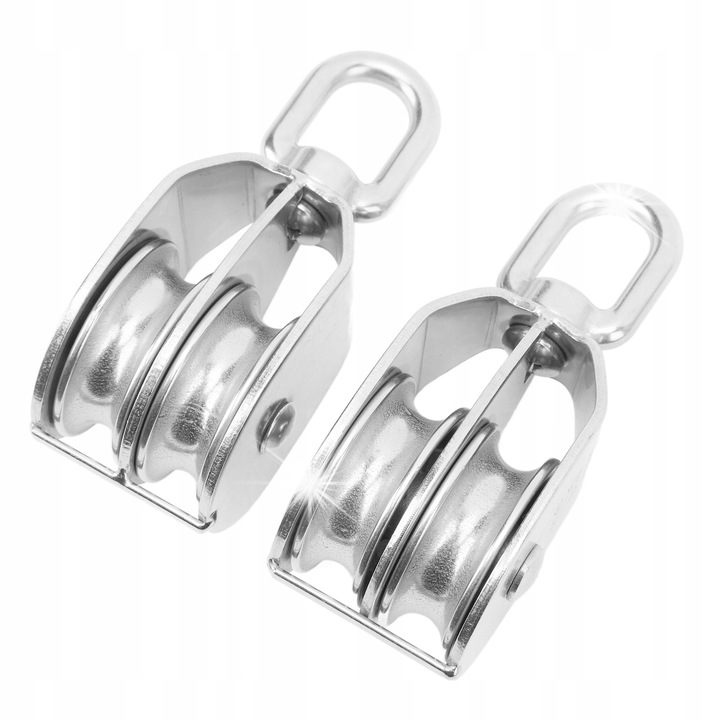 Set 2 blocuri duble de ridicare M50, 400 kg, inox, rotativ