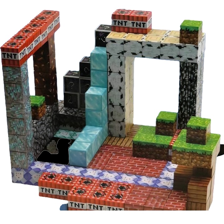 Set cuburi magnetice, 184 piese, 2 figurine, multicolor, 2x2x2 cm