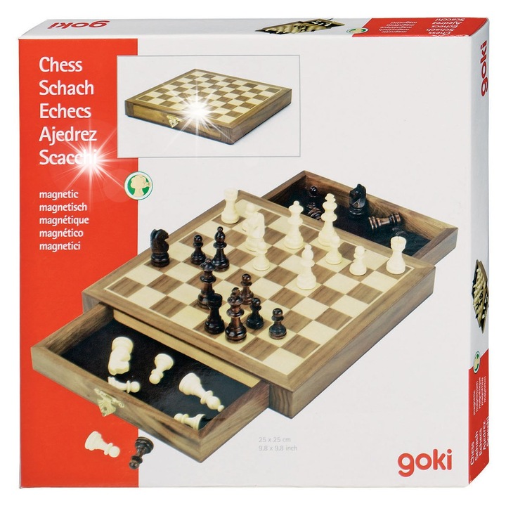 Set sah magnetic cu sufladki, 26x26cm, inaltime piese 5cm, joc de carti, 3+