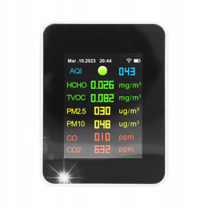 Tester calitate aer, monitor PM2,5, PM10, HCHO, CO, CO2, LCD