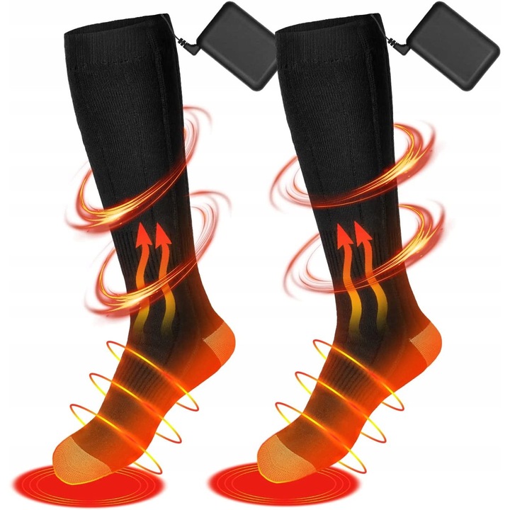 Електрически чорапи с нагряване, 4000mAh, 42-65C, черни, комплект 1 чифт