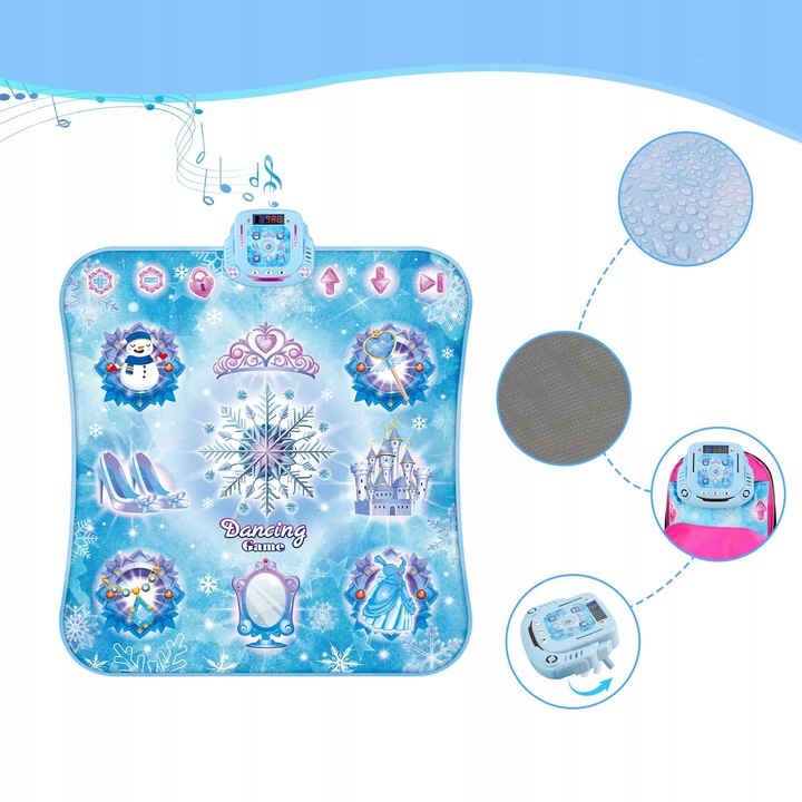 Covor de dans pentru copii, 4 moduri, albastru, 102,8x85 cm