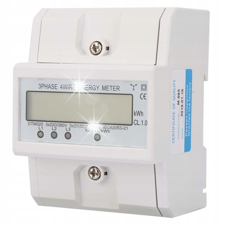 Masurator de energie electrica 3 faze DTM024 20-80A 4P LCD, alb