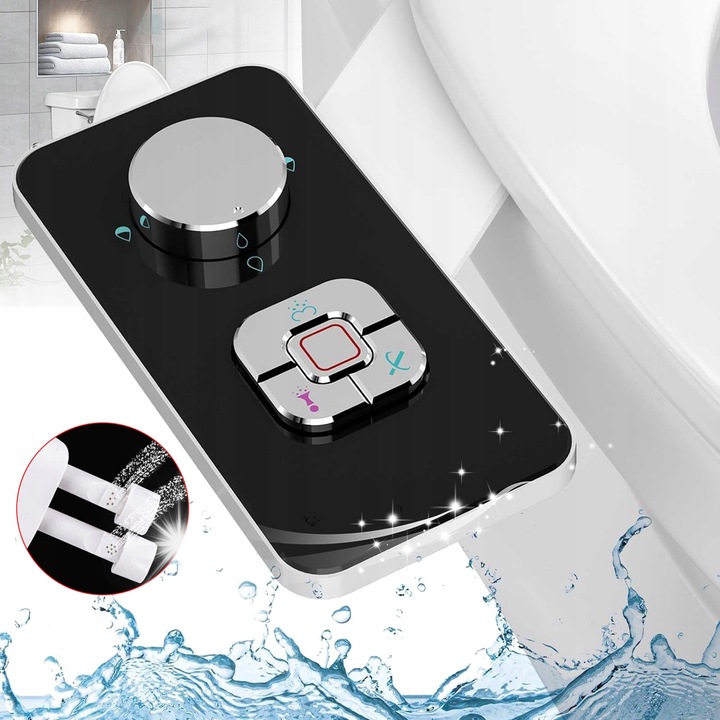 Приставка за биде за тоалетна, двойна дюза, регулируемо налягане на водата