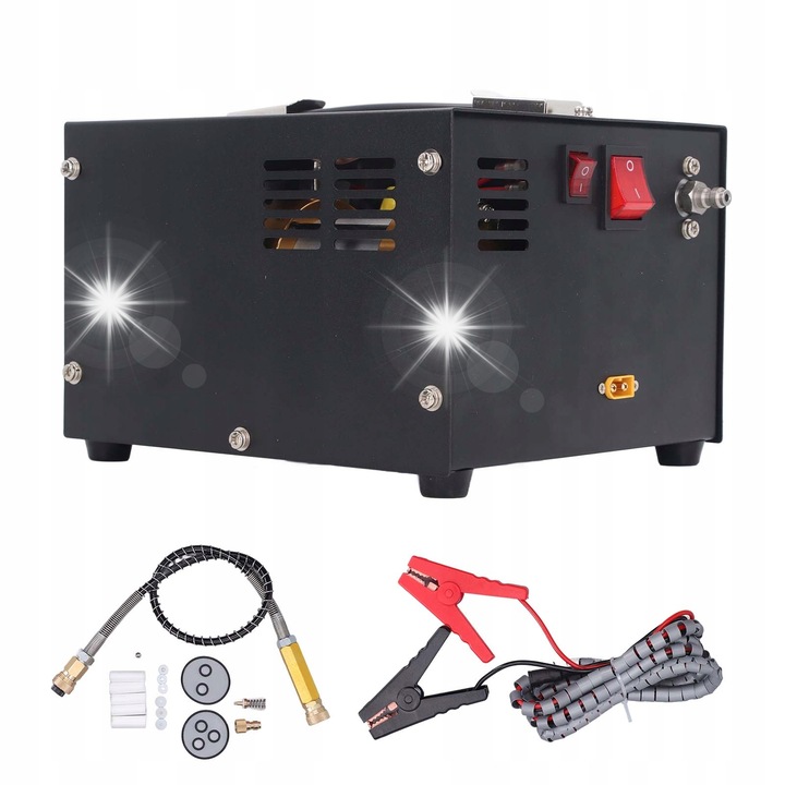 Compresor de aer PCP 4500PSI 30MPa 300BAR, racire cu ventilator, alimentare DC12V