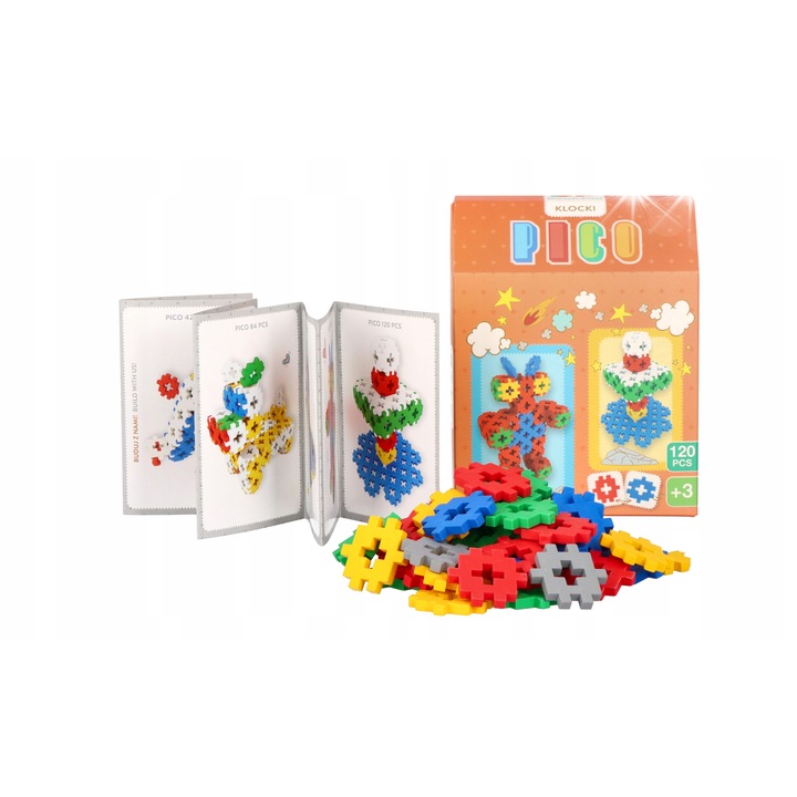 Set de constructie KLOCKI PICO, 120 elemente, colorate, pentru 3+ ani