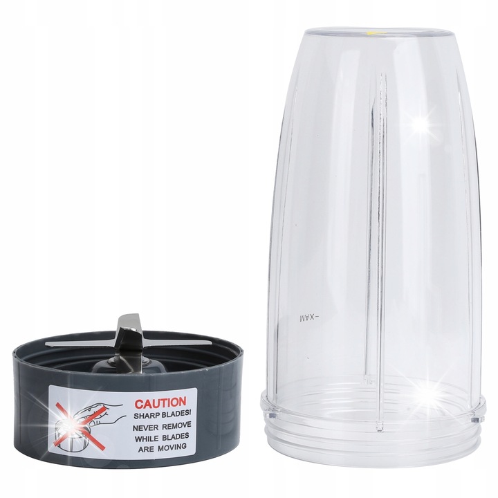 Recipiente cu lama de taiere pentru storcator NutriBullet, ABS, inox, 10,3x10,3x4,1cm