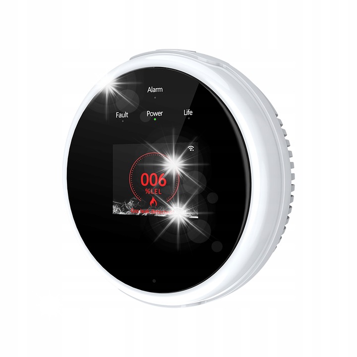 Detector gaz 3 in 1, ZX-GS21, Wi-Fi, monitorizare temperatura, alb, alimentare USB
