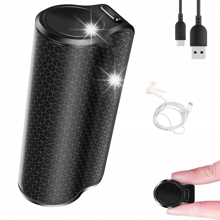 Dictafon profesional, 32GB, 45 ore inregistrare, negru, set cu casti