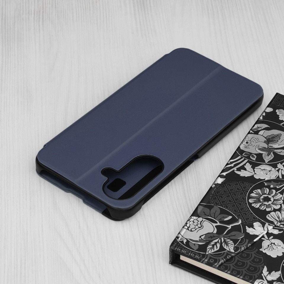 Husa pentru Samsung Galaxy A17 5G / Galaxy A17 4G, SKYDDAR INNOVATION, eFold, tip carte, set cu sticker, Albastru