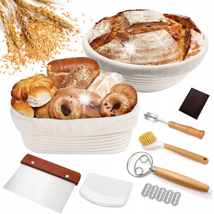 Set forma de copt paine pe baza de maia cu cutit