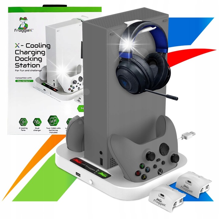 Statie de incarcare si racire Xbox Series S, 2 acumulatori 1400mAh, alb, 23,2x18,4x2,5cm