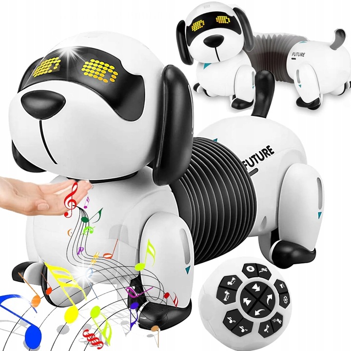 Robot interactiv, zapada si negru, 15x10x19cm, set cu telecomanda si baterie