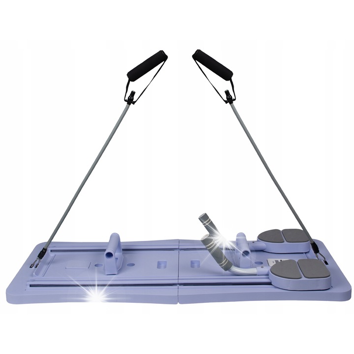 Deska fitness multifunctionala, 6 in 1, violet, dimensiuni compacte, cu timer si accesorii pentru antrenament