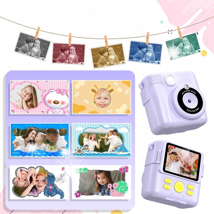 Aparat foto digital pentru copii cu imprimanta, 32GB