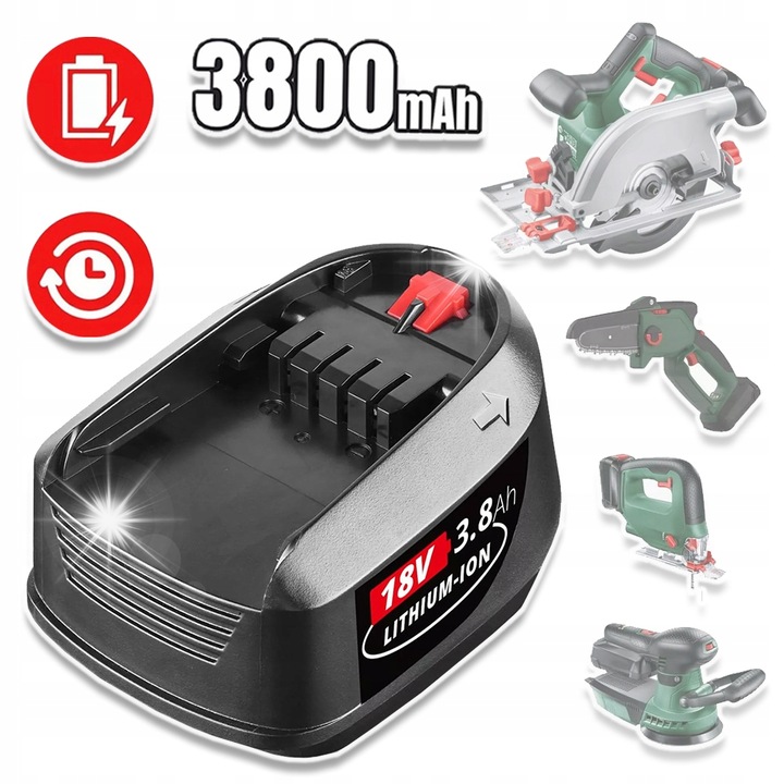 Baterie Li-ion 18V 3800mAh pentru unelte electrice, set 1 buc.
