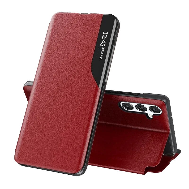 Husa pentru Samsung Galaxy S25 FE, SKYDDAR INNOVATION, eFold, tip carte, set cu sticker, Rosu