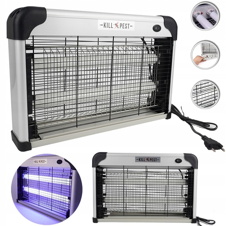 Електрическа лампа против насекоми, 20W, бяла, 38x26.5x7.5см, комплект със захранващ кабел и инструкции