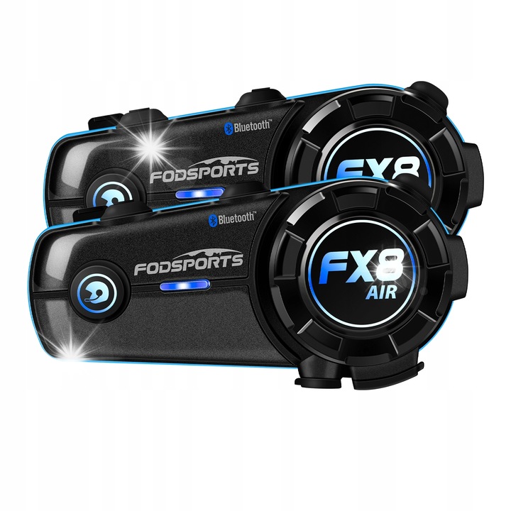 Intercom motocicleta, Fodsports FX8 Air, set pentru 2 persoane, Bluetooth 5.0, distanta 1000m, casti 40mm