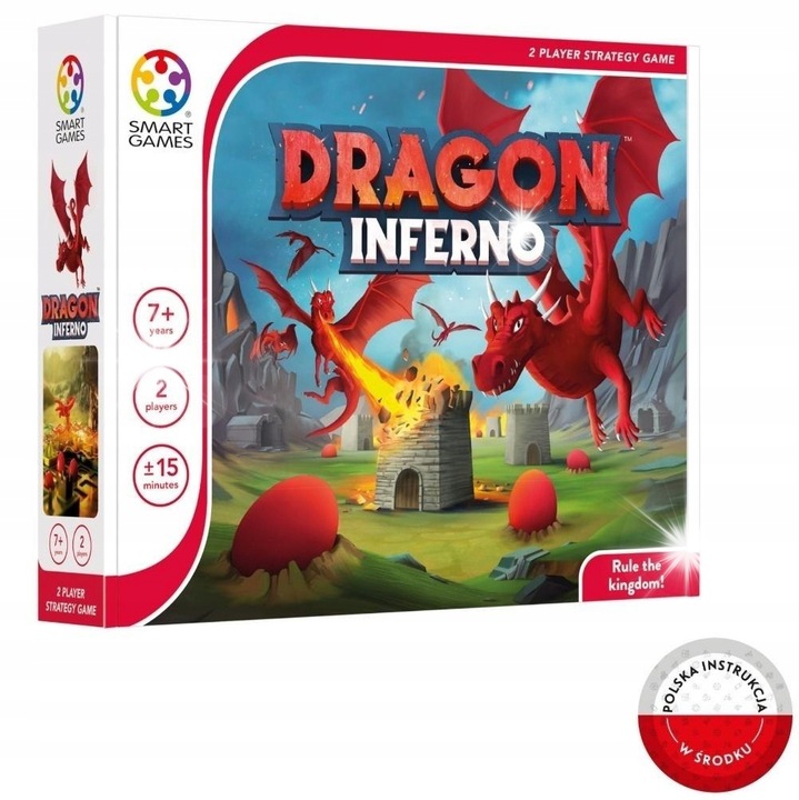 Joc de societate Dragon Inferno, SMART GAMES, IUVI GAMES, 2 seturi de regate, 5 placi de dragoni, 7+ ani