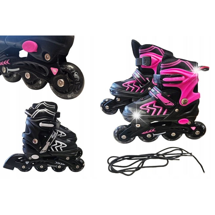 Регулируеми ролери 31-34, E2329, цветове: черен, син, розов, гумени колела