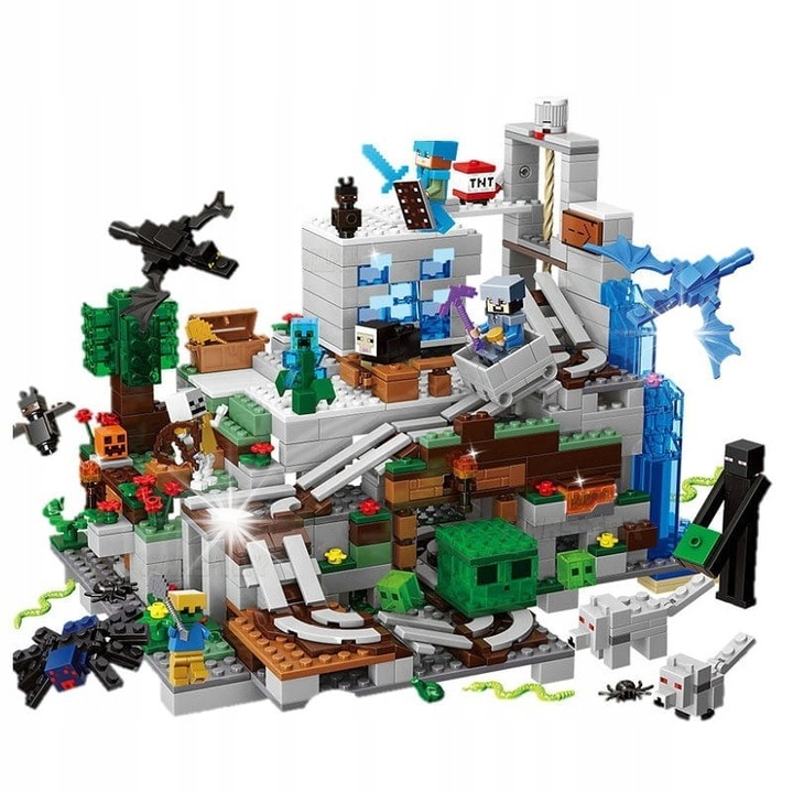 Set de constructie, GORSKA JASKINIA KOPALNIA, 587 elemente, 11 figurine, LED, multicolor