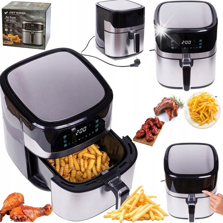 Olajsütő, 8L, 1600W, konvekciós technológia, fehér, méretei 28,5x36,5x33,5cm