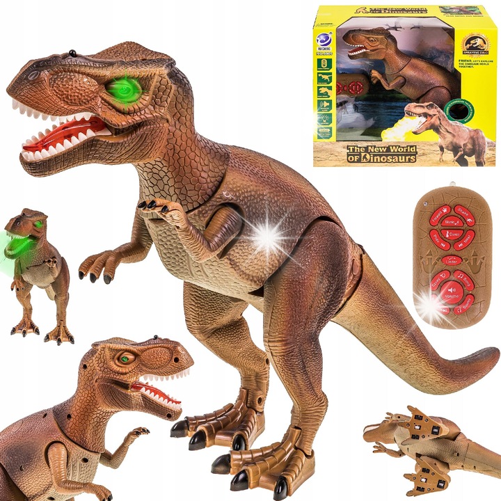 Dinozaur interactiv T-Rex, efecte sonore si luminoase, 30x48x15cm, multicolor