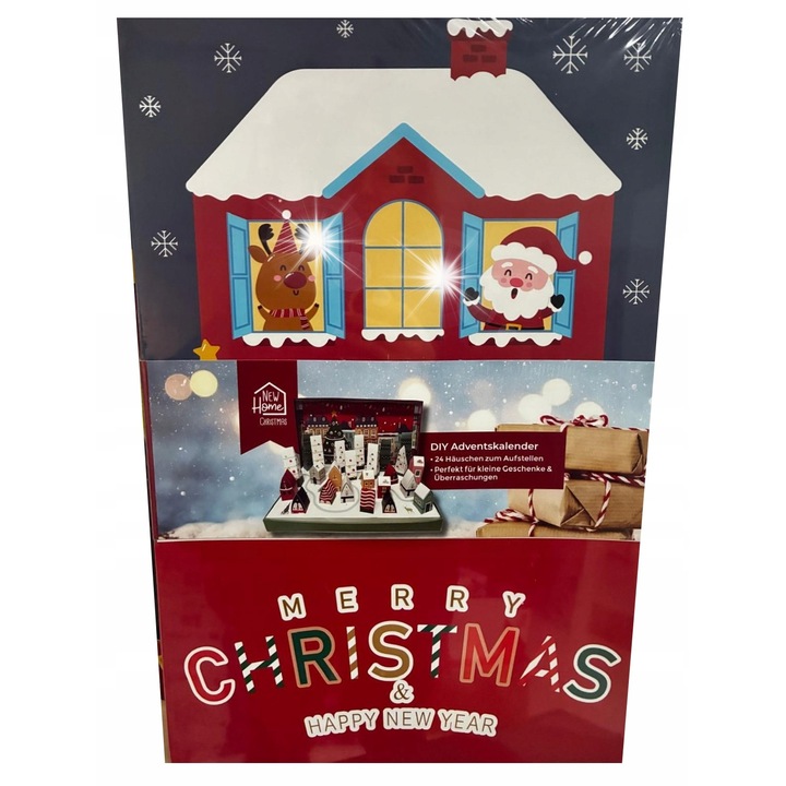 Naptár Advent DIY, 24 kartondoboz figura és karácsonyi dekoráció