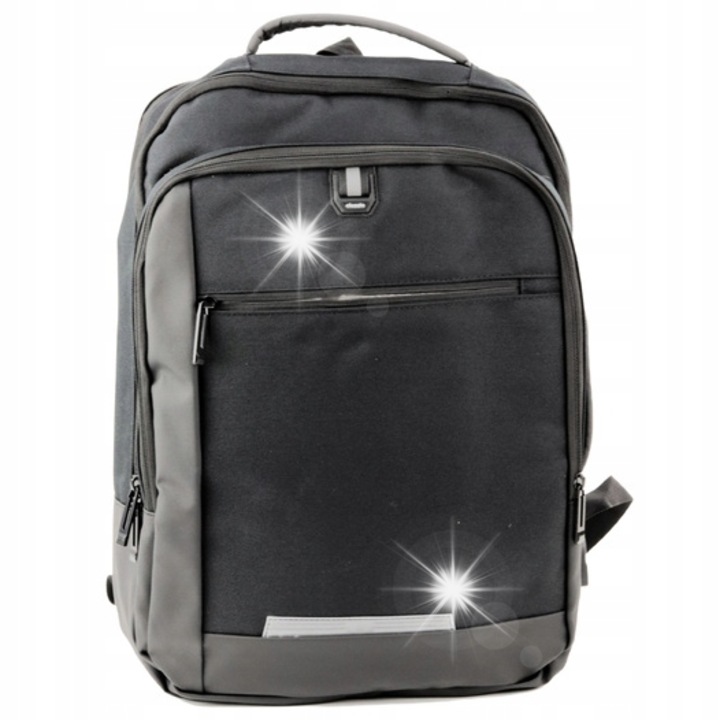 Rucsac laptop, 16L, 45x32x11cm, negru, cu port USB si elemente reflectorizante