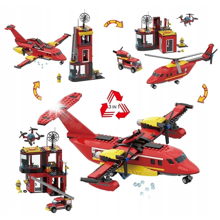 Set de constructie KLOCKI CITY avion, 803 piese, figurine, multicolor