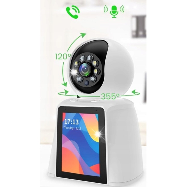 Camera de supraveghere WiFi 3MP 360, vedere panoramica, nocturna, audio bidirectional