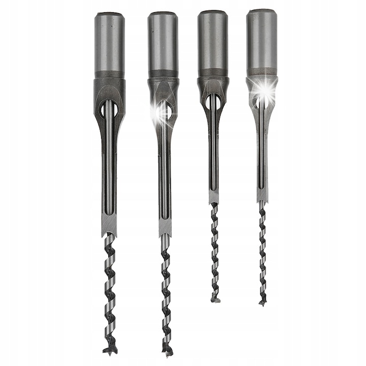 Set burghie pentru gauri patrate 6mm, 6.4mm, 8mm, 9.5mm, otel, 4 bucati